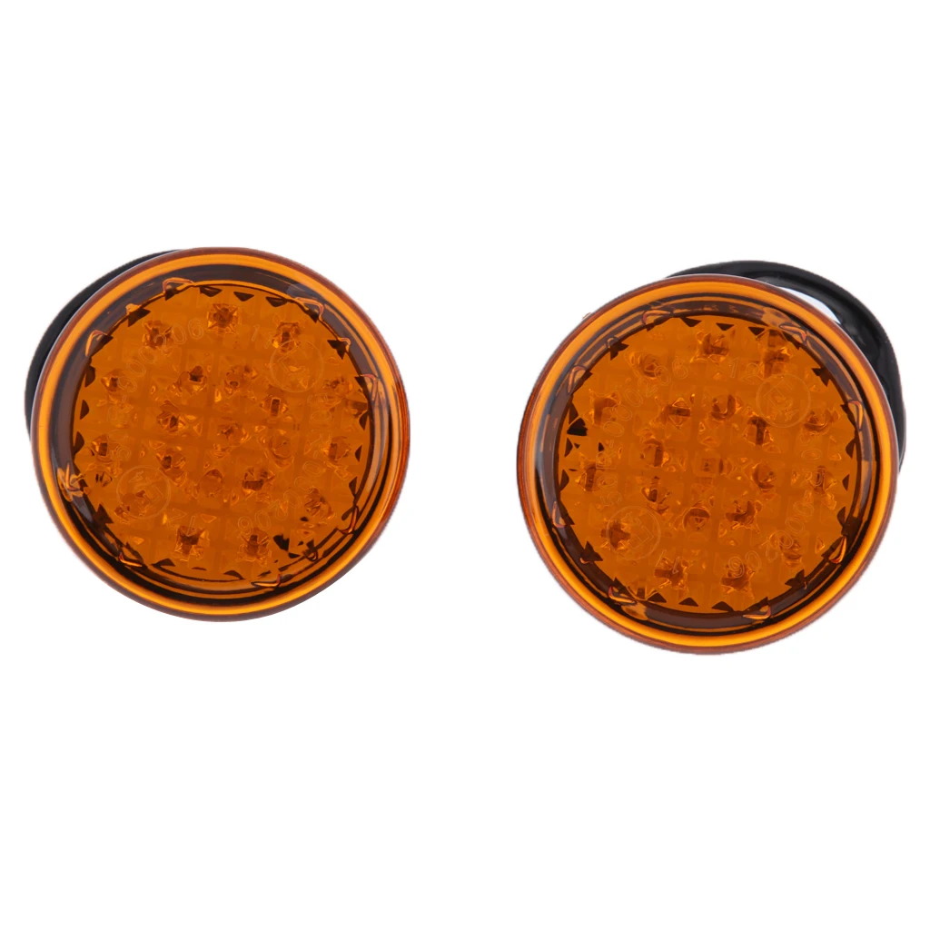 2 Pieces Motorcycle Round 20 LED Amber Turn Signal Indicator Light Blinker Orange Lens for Harley Yamaha