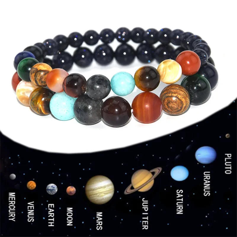 

TTLIFE Eight Planets Bead Bracelet Women Natural Stone Universe Yoga Bracelet Chakra Solar For Men Jewelry Dropshipping
