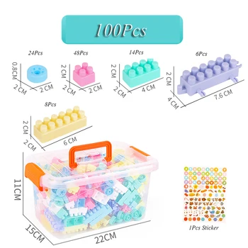 

100 Pieces Building Blocks Macaron Car Animals DIY Creative Bricks Bulk Model Figures Educational Kids Toys