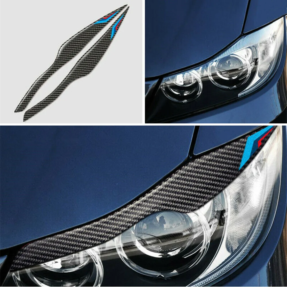 FOR BMW 3 Series E90 E92 E93 CARBON FIBER HEADLIGHT EYELID EYEBROW COVER DECOR