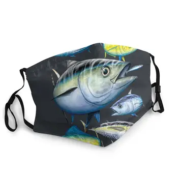 

Tuna And Mahi Mahi Reusable Face Mask Marine Art Gamefish Fishing Anti Haze Dust Protection Cover Respirator Mouth Muffle