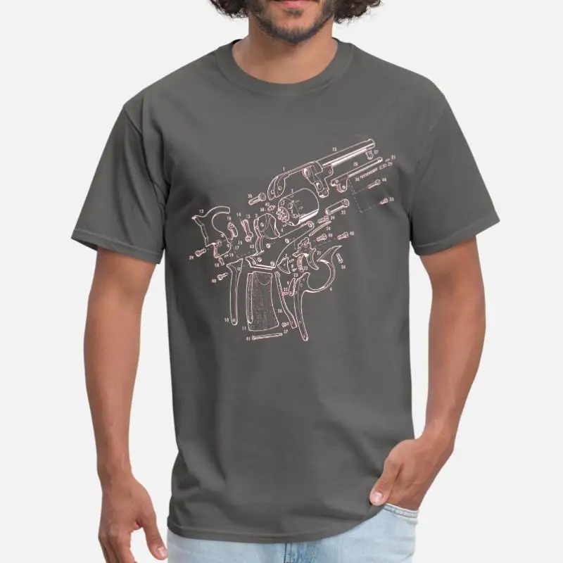 Men-Charcoal Дизайн Colt пистолет лакированная пистолет чертежи Pro пистолет футболка с круглым вырезом и буквенным Мужская футболка размера плюс S-5xl Одежда высшего качества - Цвет: Men-Charcoal