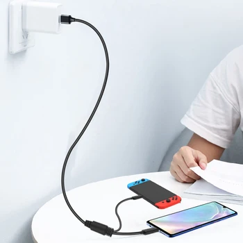

3m 2 in 1 Charging Cable Console Power Supply Gamepad Type-C Cord Dustproof Portable Carrying Decor for PS5 Switch