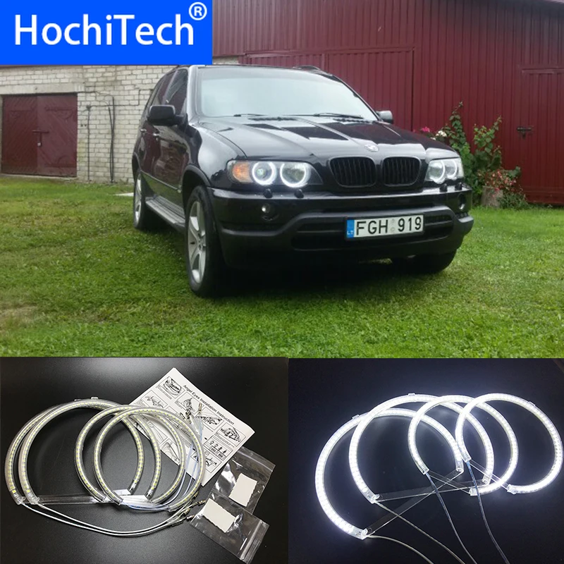 HochiTech for Bmw E53 X5 1999-2004 Ultra bright SMD white LED angel eyes 2600LM 12V halo ring kit daytime running light DRL