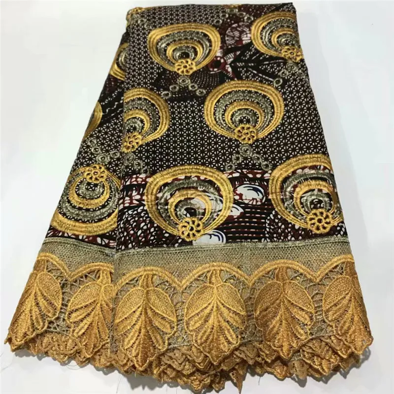 

2020 High Quality New Arrival Ankara 100% Cotton Wax Lace Wax Fabric African Embroidery Dutch Wax With Lace Fabric ZQ031107