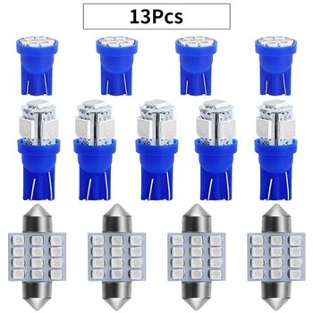 

13x 1 Set Car Interior Blue LED Light Bulb Kit Dome Light Durable Replacement For Dome Door License Plate Lamp 12V Accessories