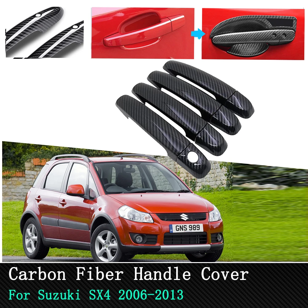 Автомобильные дверные ручки-крышки хромированные Углеродные FiberFor Suzuki SX4 Fiat Sedici