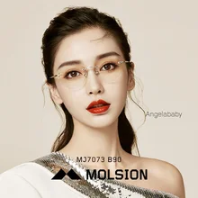 Molsion оправа для очков без оправы для женщин, брендовая дизайнерская круглая оправа для оптических очков, прозрачные линзы MJ7073, только для близорукости