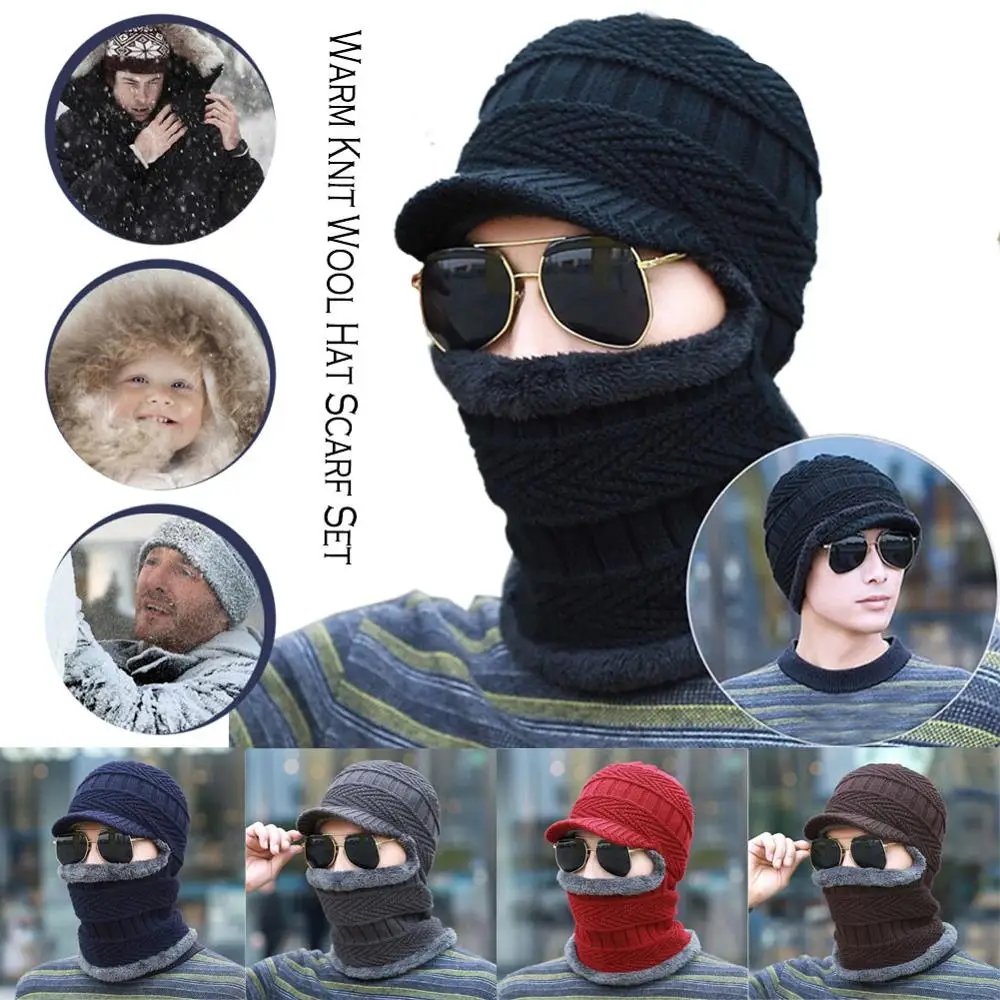 Зимние шапки для мужчин Skullies Beanie шапка зимняя шапка для мужчин и женщин шерстяной шарф шапка s Набор Балаклава маска Gorras Bonnet вязаная шапка