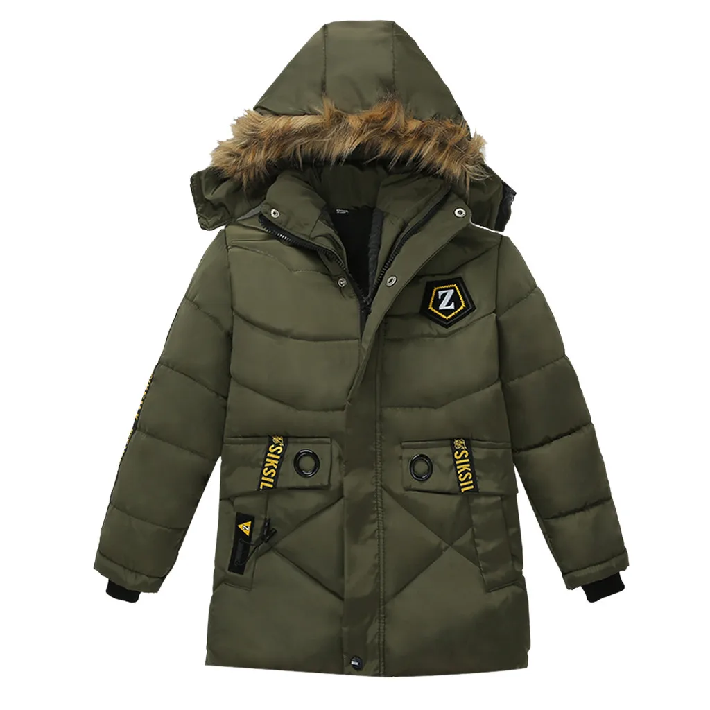 Army Green Новые ветрозащитные куртки с капюшоном для мальчиков зимняя утепленная куртка с хлопковой подкладкой верхняя одежда для девочек парка пуховое пальто Одежда для маленьких девочек - Цвет: Army Green