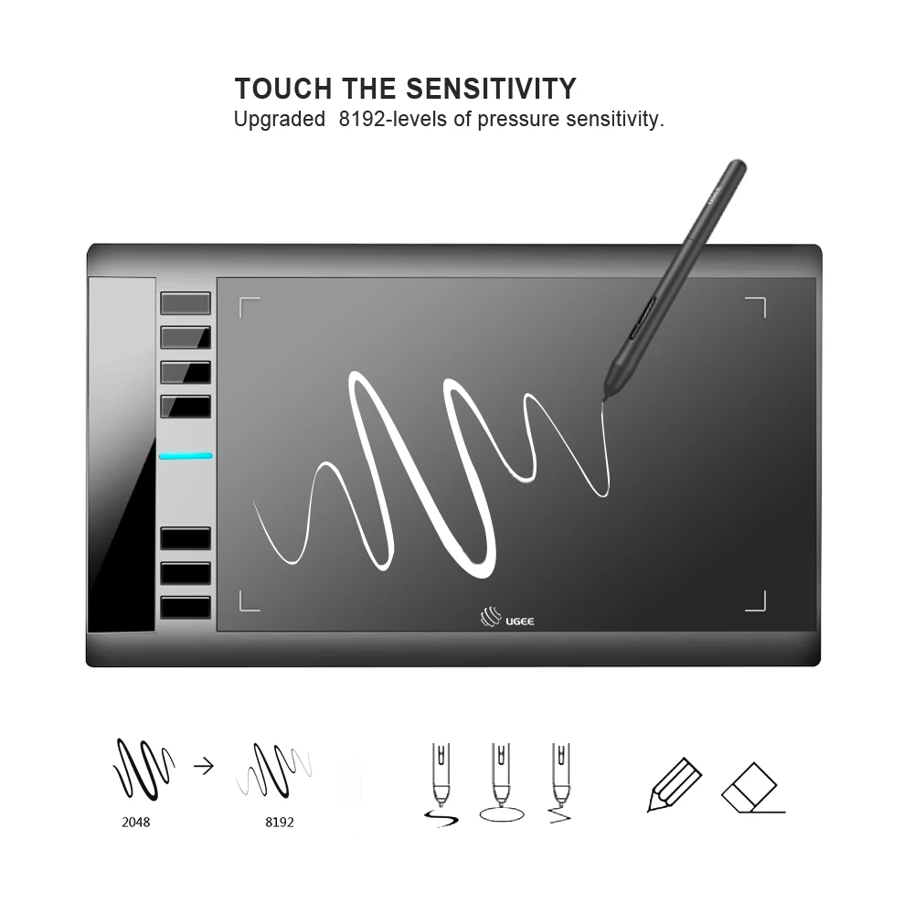 UGEE графический планшет M708 V3, активный графический планшет для рисования, инструменты для рисования, 8192 уровней, цифровой планшет для рисования, подарки для детей
