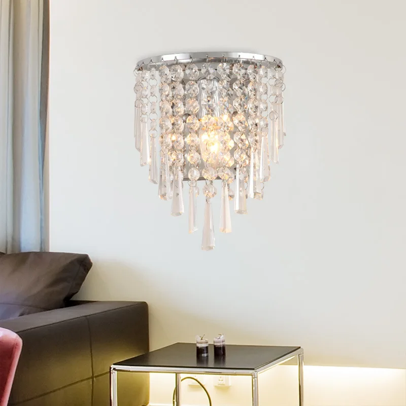 

Modern Crystal Wall Lamp Chrome Sconce Wall Light For Living Room Bathroom Home Indoor Lighting Decoration wy12186
