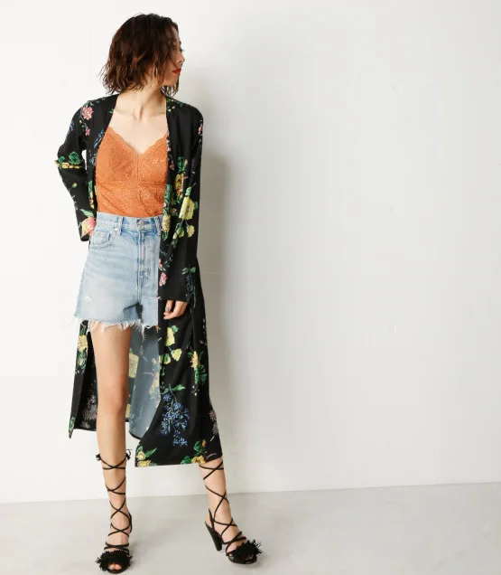 

Western Style 2019 Spring New Style WOMEN'S Dress Versatile Slimming Loose-Fit Long Crane Pattern Cardigan Dress Women's