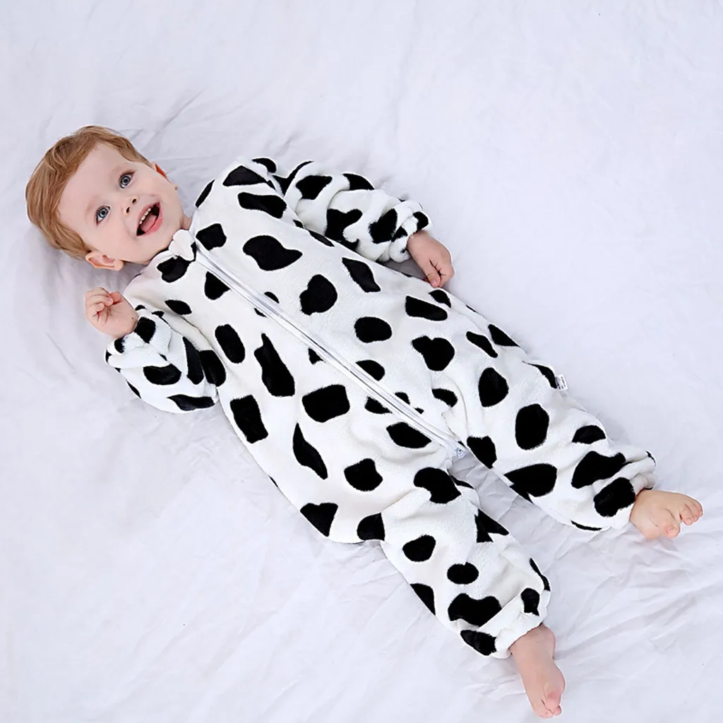 Winter Newborn Rompers Sleeping Bag Print Thick Warm Cotton Children's Flannel Baby Girls Jumpsuits Boy Sleeping Clothes#sw1