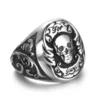 Unique 316L Stainless Steel Men Jewelry Vintage Handmade Engraving Skull Ring Gothic Skeleton Punk Ring Boyfriend Halloween Gift ► Photo 3/6