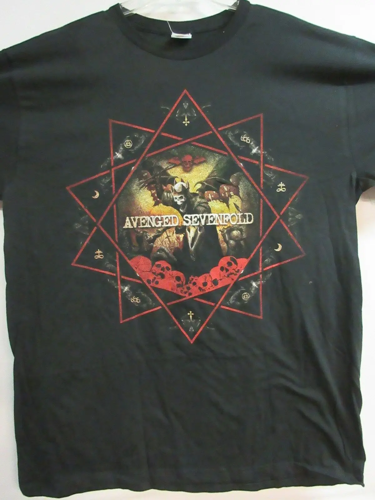 Avenged Sevenfold Orange Splatter Black T Shirt New Official Adult A7X