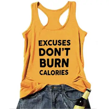 

Vest Excuses Don't Burn Calories Summer Funny Casual Women's Tank Tops Thick Thighs Vest Workout Tank Top Fitness Clothes