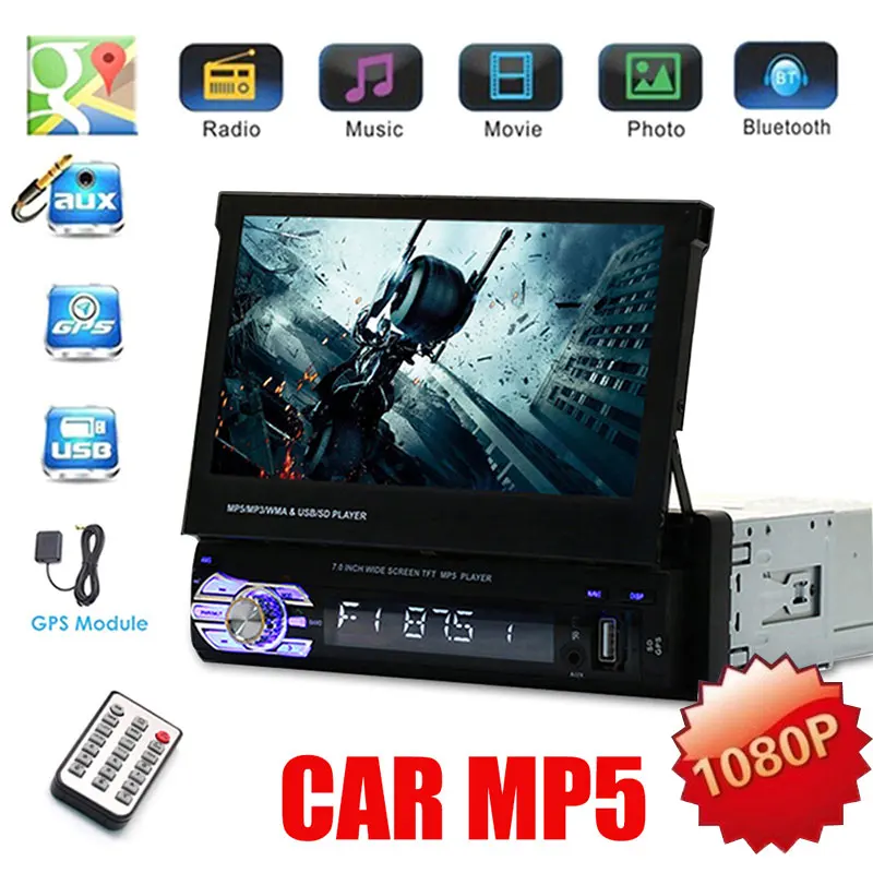 7 Inch GPS Navigation Auto MP5 Player Bluetooth 1080P Touch Screen Car Mp5 Camera 1DIN Retractable screen 9601G Carplay | Автомобили и