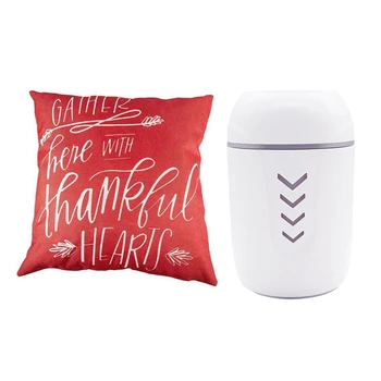 

-2 Set Home Office Supplies: 1 Set Cotton Linen Throw Pillow Case Cushion Cover & 1 Set Usb Mini Humidifier Air Purifier Portab