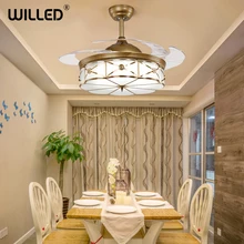 Современный Невидимый вентилятор светодиодный потолочный вентилятор акриловый лист 220 В с пультом дистанционного управления 42 дюйма для гостиной столовой спальни