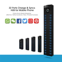 Sipolar Rugged industrial 32 Port USB 2.0 Hub 30 Charger and Syncs Port with 2pcs 12V 10A Desktop Power Adapter for phones A-832 2