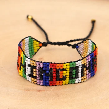 

SHINUSBOHORainbow Bracelet 2020 MIYUKI Pulseras Mujer Moda Women's CHINGONA-Power Letter Mexican Bracelet Handmade Loom Beads
