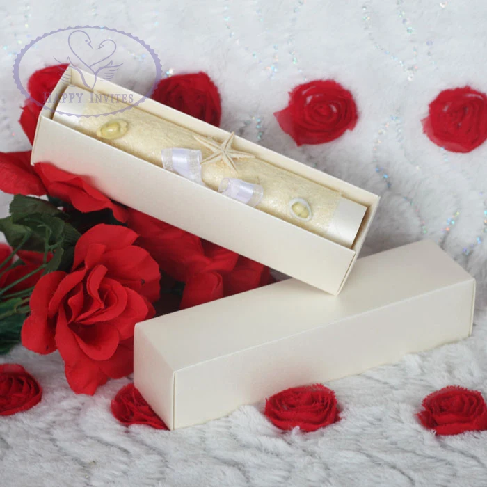 HI2056-18 Ocean Theme Wedding Invitation Scroll Invitations with Natural Starfish