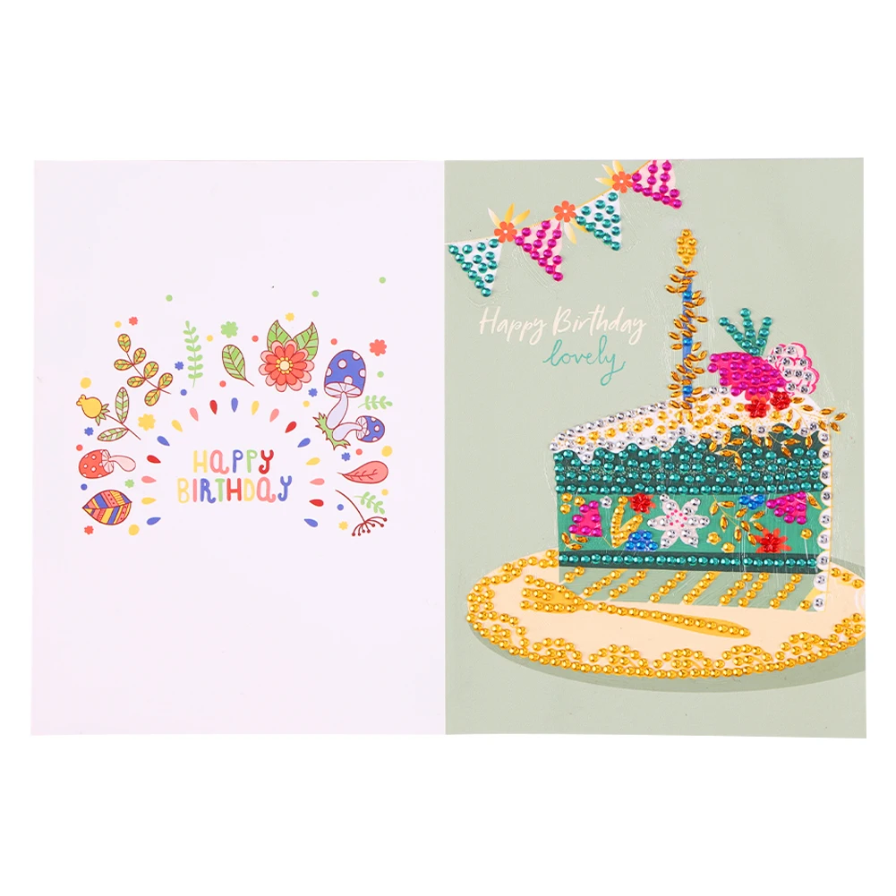 5D Diamond Painting Happy Birthday Greeting Card Christmas Decoration Diamond Painting DIY Wish Postcards Set 2022 Natal Gifts