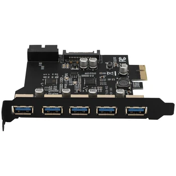 

PCI-E to USB 3.0 19-Pin 5 Port PCI Express Expansion Card Adapter SATA 15Pin Connector with Driver CD for Desktop