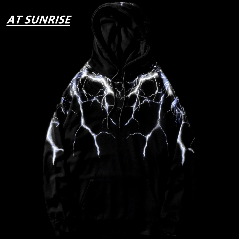 ATSUNRISE/толстовка с капюшоном в стиле хип-хоп отражающая молния 2020 Толстовка для