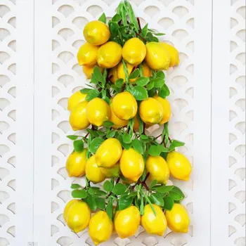 

1pc Simulation Lemon Skewers Lifelike Artificial Plastic Fake Fruits Imitation Props Home Party Decoration LWW1119