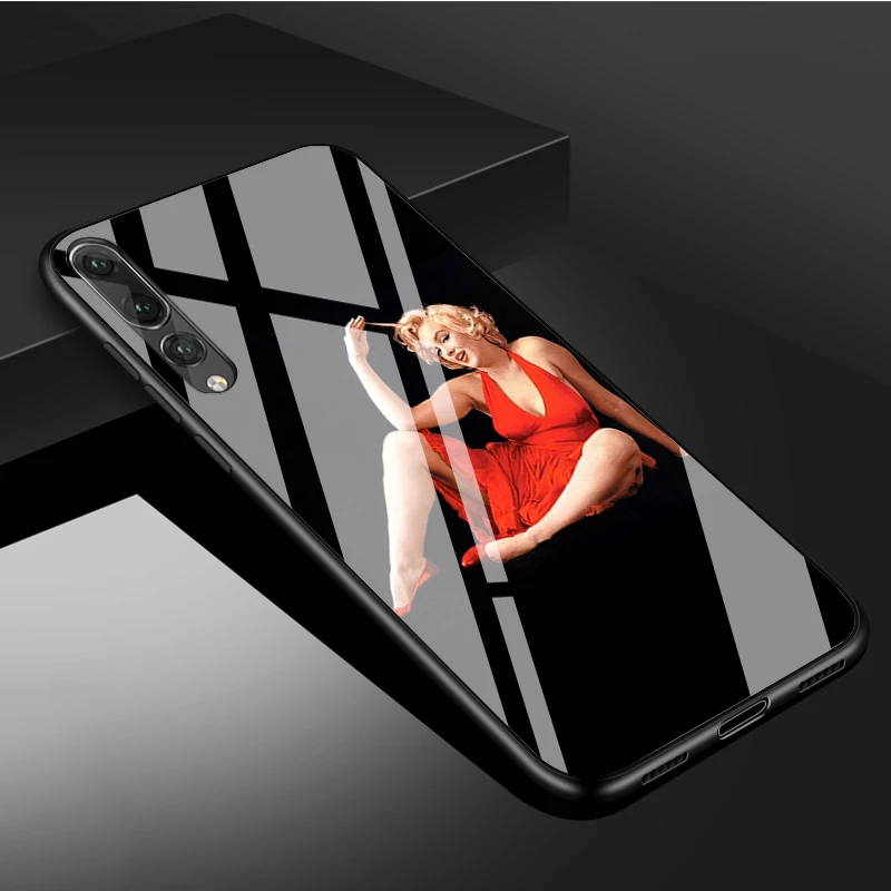 Marilyn Monroe Tempered Glass Phone Case For Huawei P20 P30 P40 P40 Lite Pro Psmart Mate 20 30 Cover Shell cute huawei phone cases