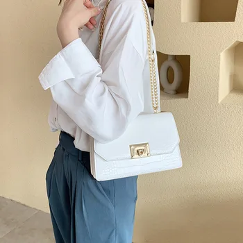 

Small CK female bag 2020 new fashion chain bag tide crocodile pattern metal buckle king bag shoulder messenger bag