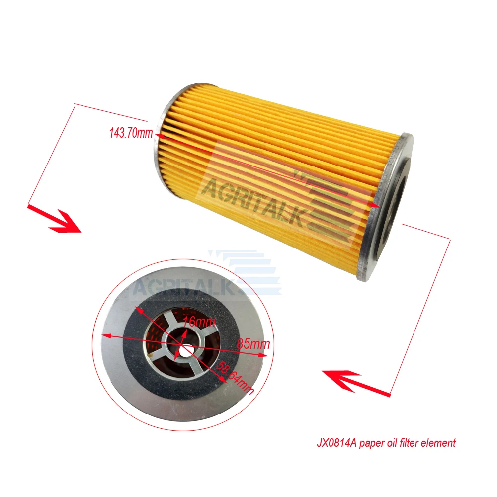 

Paper oil filter element, JX0814A , suitable for engine like Chaoyang 4102, Yangzijiang 4105, please check the dimenssions first