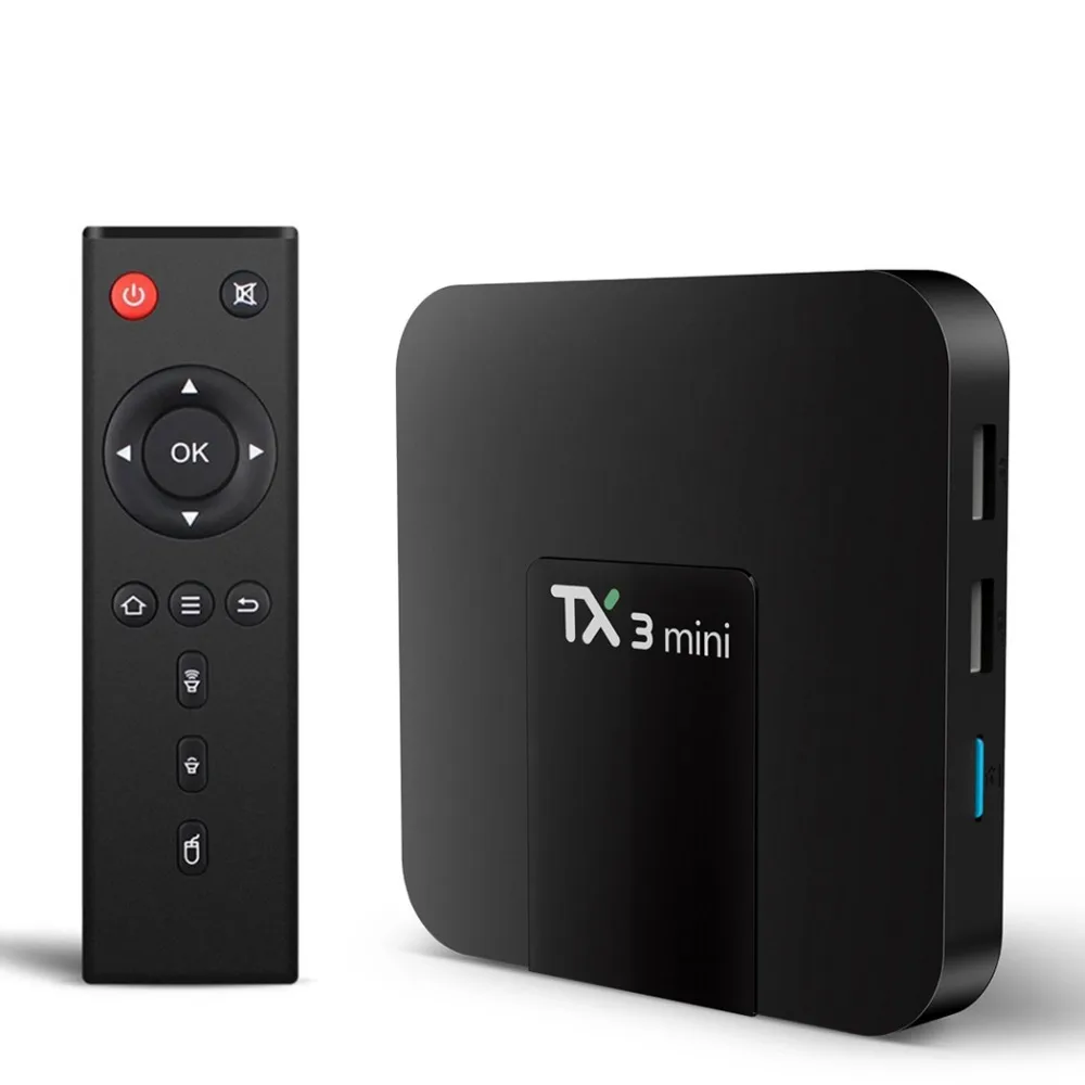 TX3 Мини Android 7,1 tv Box Smart tv H2.65 IP tv 4K телеприставка Мультимедийный проигрыватель с IPTV Amlogic S905W 2G 16G Tanix box