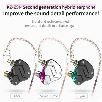 

Dropshipping KZ Metal Earphones 1BA+1DD HIFI Bass Earbuds In Ear Monitor Headset Sport Noise Cancelling earphones ZSN