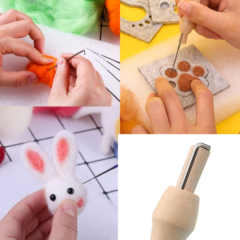 MIUSIE 2 Pcs Wool Felting Kit Cute Animal Needle Felting Supplies Wool Felt  Basic Needle Felting Starter Kit For DIY Craft Lover - AliExpress