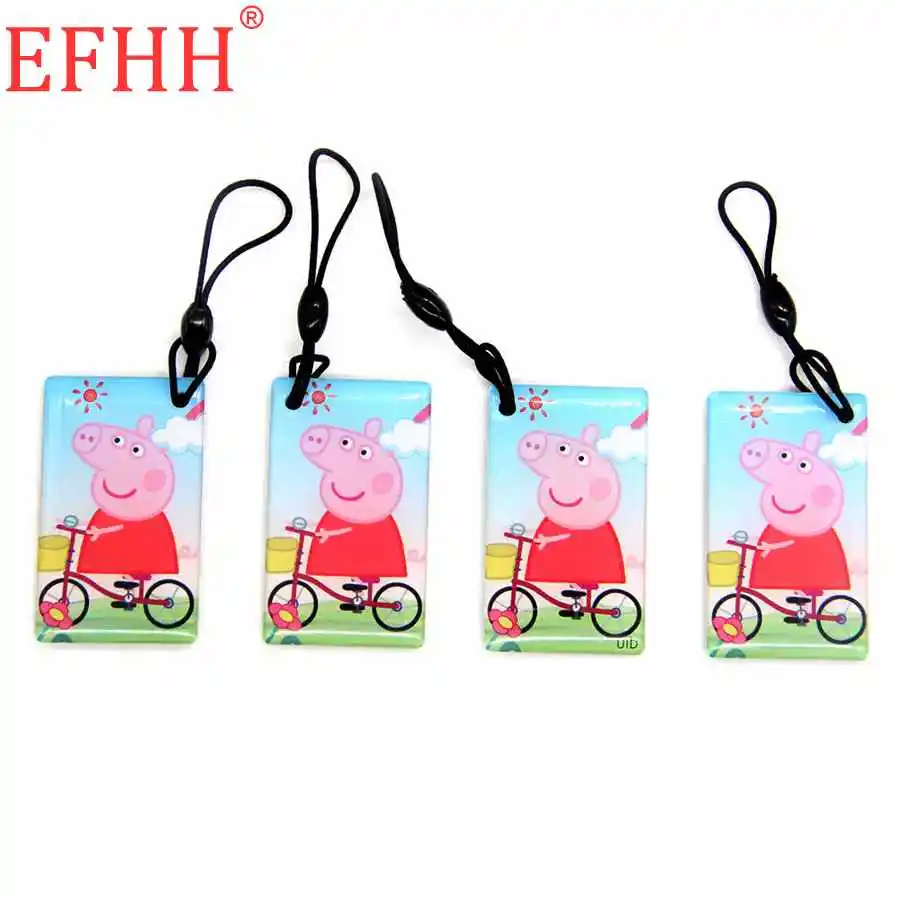 S50 1K 13.56Mhz UID Animated Characters Pattern Dropping Glue Keychain Ornaments Changeable Card RFID IC Card Key Tags 1pcs
