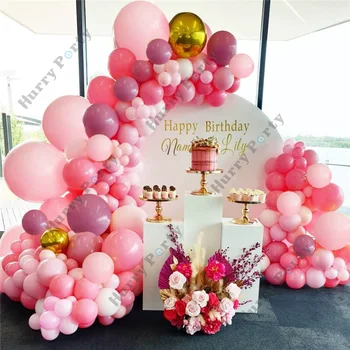 

165Pcs 4D Round Foil Gold Balloon Garland Arch Macaron Pink Balloons Birthday Wedding Decoration Baby Shower Party Supplies