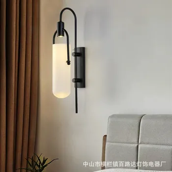 

Postmodern Nordic art simplicity bedroom wall lamp sitting room background wall, wall lamp, wrought iron wall lamp