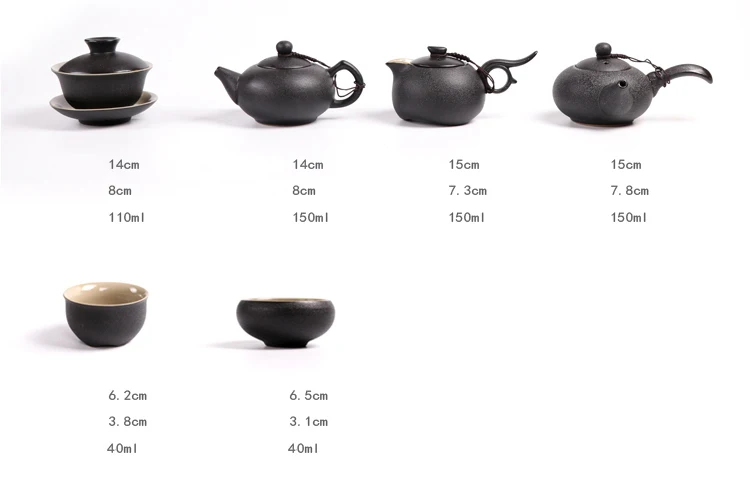 Chinese Black crockery ceramic teapot kettles tea cups porcelain kung fu tea set drinkware for Tea ceremony