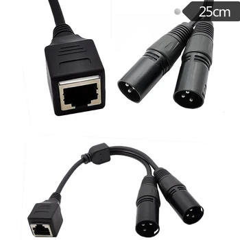 

2 XLR 3 Pin Male To RJ45 Female Network Adapter Short Connector Cable 25cm