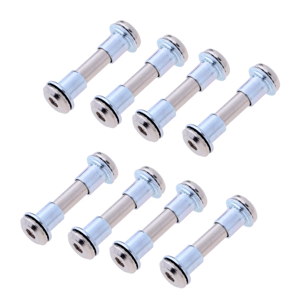 8pcs Professional Premium Inline Roller Skate Replacement Screws with Spacers Axle Bolt Nut Nail High Strength Silver Accessory