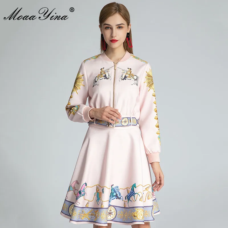 MoaaYina Fashion Set Autumn Women's Dress Long