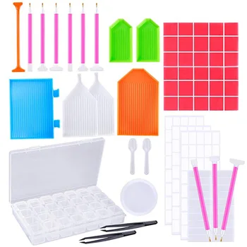 

75 Pcs Sewing Accessories Cross Stitch Craft Embroidery Tweezers 5D DIY Art Diamond Painting Tool Set Glue Pen