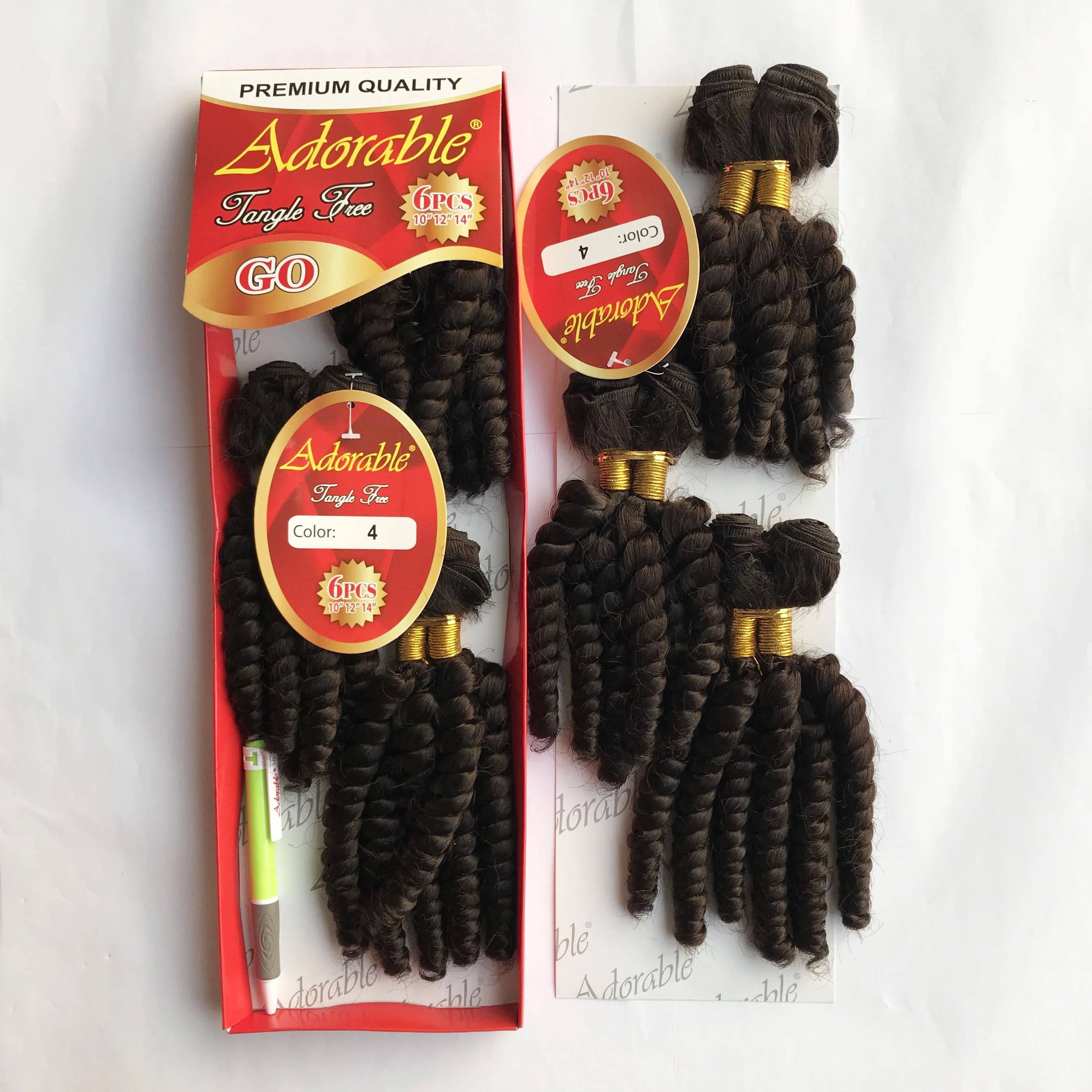 Adorable Synthetic Hair Extension GO 6PCS Set / 10-14inch Weave Bundles Natural Color African American Afro