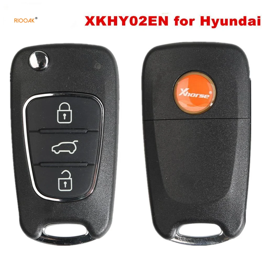

RIOOAK Xhorse XKHY02EN Wire Remote Key for Hyundai Flip 3 Buttons (English Version) Working with VVDI MINI Key Tool