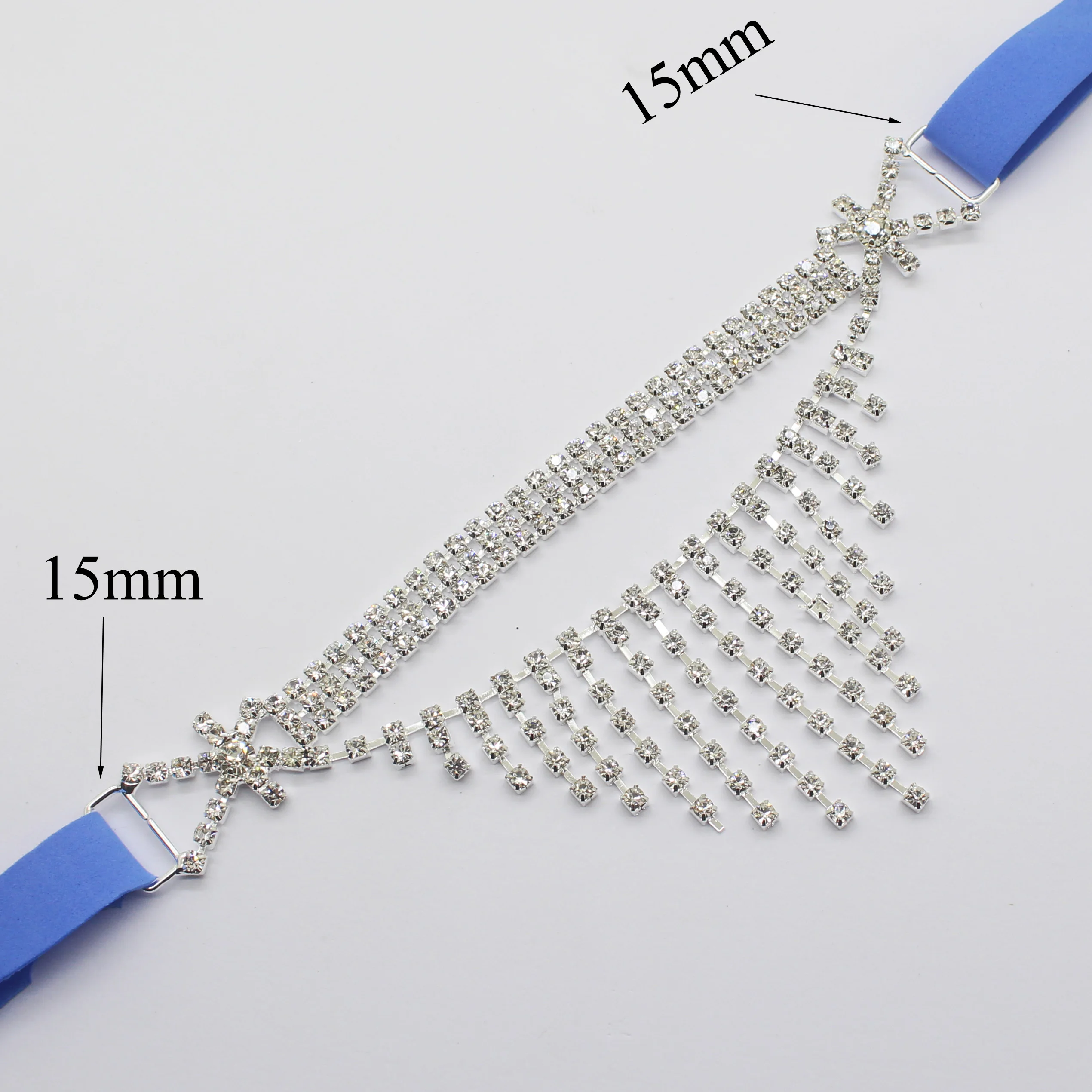 Fashion 65mm*155mm Charm Crystal Rag chain Rhinestone Bikini  Connectors/Buckle For Swimming Wear Decoration