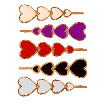 

Pins Pretty Heart Embellished Hair Clips Girls Women Fashion Hair Barrettes Hair Styling Decorative Pins Accessories