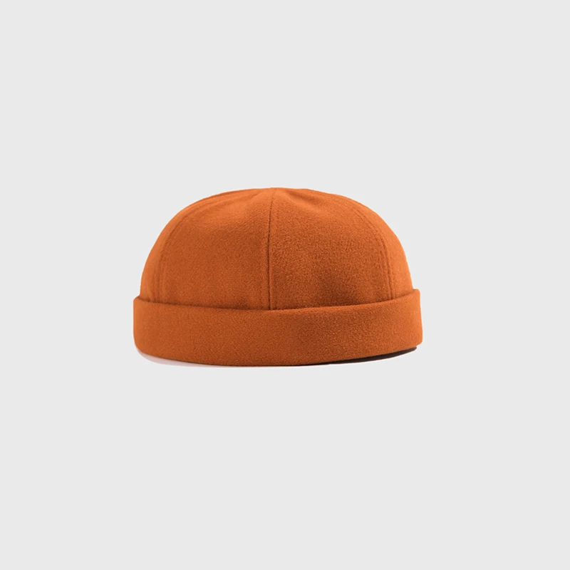Уличная вязаная шапка без полей в стиле хип-хоп, кепка с черепом Docker, дыня, моряк, короткая шапка, шапки на зиму и осень, Повседневная винтажная Шапка-бини - Цвет: orange
